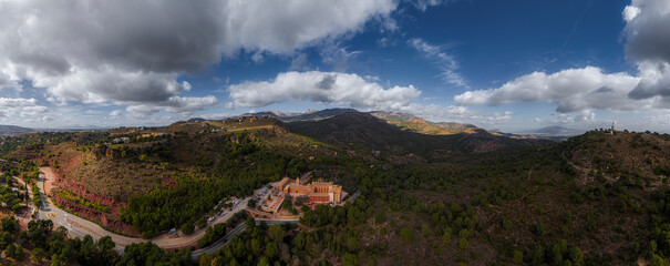 Aerial view of the hermitage of Santa Eulalia in Totana, Region of Murcia, Spain