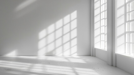 A striped light and shadow background on a gray wall in an indoor space, emphasizing a modern and sophisticated interior design