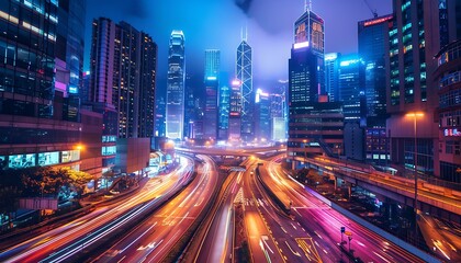 Fototapeta premium Hong Kong Cityscape at Night