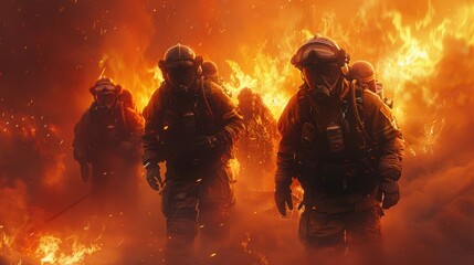 Fototapeta premium firefighters on fire