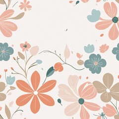 Adorable Pastel Floral Garden Seamless Pattern
