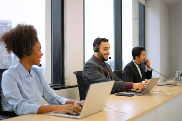 Operator are working at Call center office.