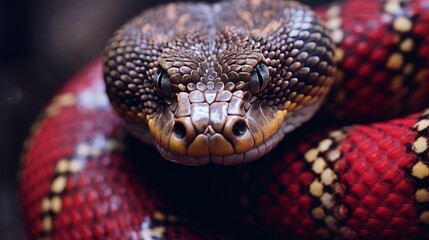 Fototapeta premium Chinese new year snake in traditional red oriental attire for year of the snake celebration