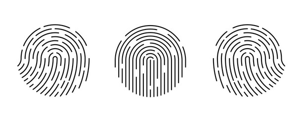 Fingerprint icon. Fingerprint icons set. Biometric data. Fingerprint scanning icon.  Security logo. Vector illustration