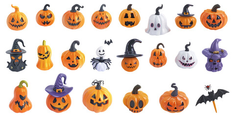 Set of Halloween elements on white background.