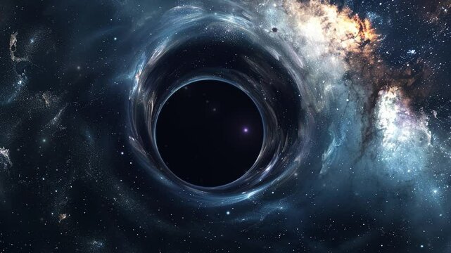 3d render of black hole at the outer space