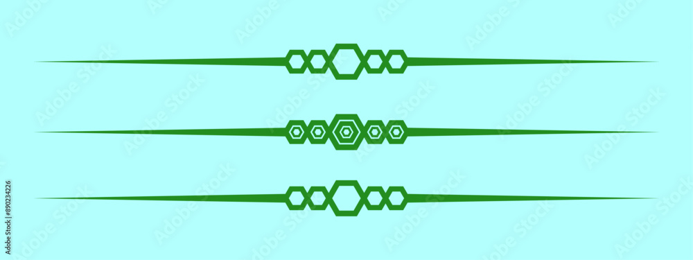 Poster divider line green vector isolated for border of text paragraph. separator art horizontal shape to separate graphic ornament of illustration. simple element design of minimal frame for certificate