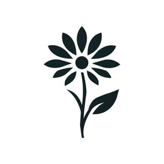 Daisy flower icon silhouette ,vector  botanical style logo with white background. 