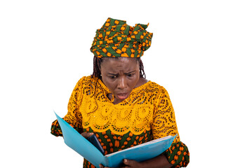 Fototapeta premium close up of beautiful mature businesswoman checking document, displeased.