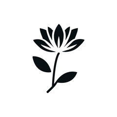Flower icon silhouette ,vector botanical style logo with white background.minimalist flower plant. 