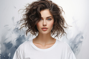 Fototapeta premium Female image is drawn. painting image portrait of beautiful lady