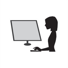 woman is typing on the computer