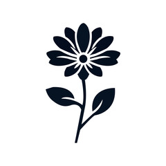 Daisy flower icon silhouette ,vector  botanical style logo with white background. 