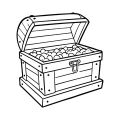 treasure chest partially buried, on a white background