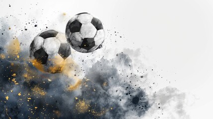 Soccer Balls Exploding in Watercolor