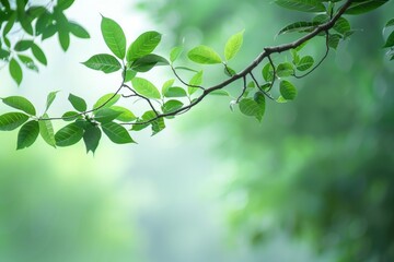 Tree Branch Background. Green Foliage and Forest Growth in Natural Isolated Background