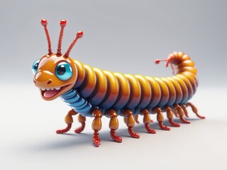 Naklejka premium 3D illustration of cute caterpillar isolated on white background