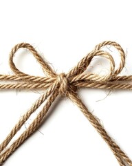 Twine String Bow Tied on White Paper Background