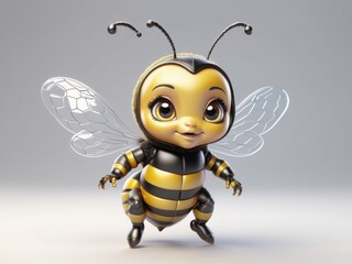 3D illustration of cute bee isolated on white background