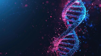 Obraz premium DNA Double Helix with Digital Particles