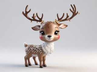 cute baby reindeer isolated on white background.