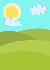 Obraz premium summer landscape in cartoon style in vector graphics