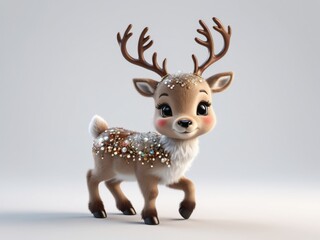 cute baby reindeer isolated on white background.