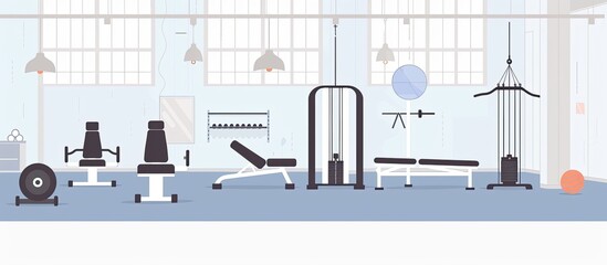 Fototapeta premium Contemporary Gym with Exercise Machines