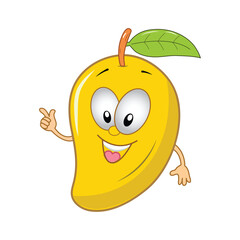 Cute Mango Cartoon Vector. Funny Emoji Mango World Mango Day 22 July. Social Media Posts and Banners Isolated White Background.