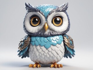 Fototapeta premium 3D illustration of cute baby owl isolated on white background