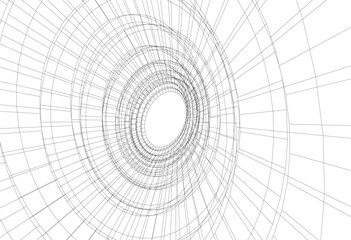 abstract architectural drawing linear design 3d illustration