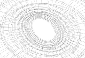 abstract architectural drawing linear design 3d illustration