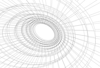 abstract architectural drawing linear design 3d illustration