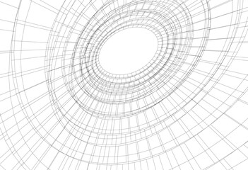 abstract architectural drawing linear design 3d illustration