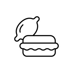 Macarons lime outline icons, minimalist vector illustration ,simple transparent graphic element .Isolated on white background