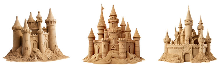 Set of Sand castle Isolated On Transparent Background