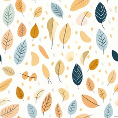 Colorful and whimsical handdrawn leaves seamless pattern design