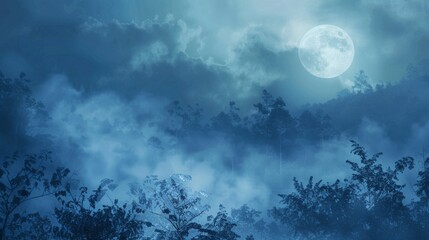 Obraz premium Mystical Forest Under Moonlight