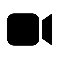 
Illustration showing a black video camera icon on a white background