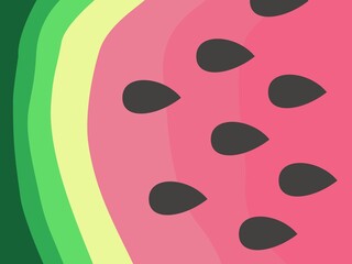 Summer watermelon slice texture background. Abstract Hand drawn red tropical illustration . Seasonal fruit berry textured. Template for banner, poster, cover, flyer design