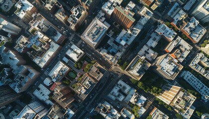 Aerial View of City Buildings and Streets During the Day