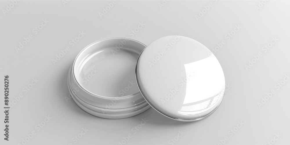 Wall mural white badge pin brooch isolated on white mock-up. 3d rendering with blank round design