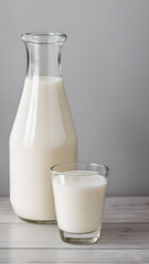 glass of milk with bottle of milk