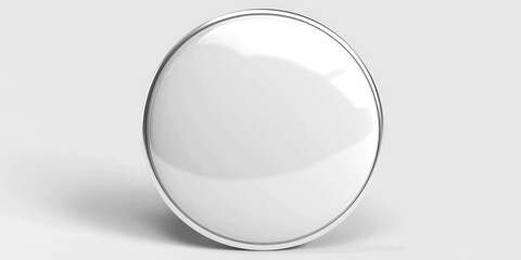 White Badge. Pin Badge Brooch on White Background with 3D Rendering