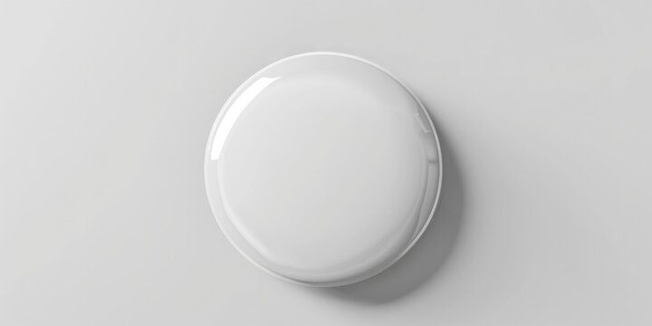 White Badge. Pin Brooch with 3D Rendering on Blank Mock-Up