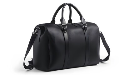 Naklejka premium Black sport bag isolated on a transparent background. 