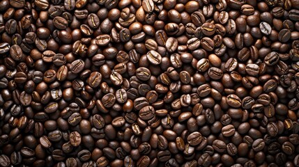 Fototapeta premium A close up of coffee beans with a lot of them