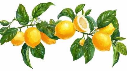 Lemon Tree Branch With Ripe Fruit