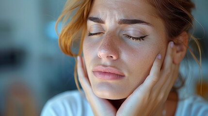 portrait of a woman with a sore throat