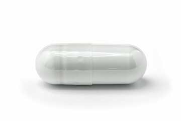 White Pill. Capsule Supplement Vitamin Drug Medicine on Ivory Backdrop